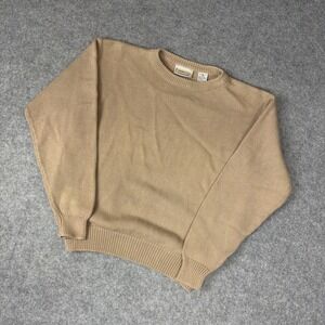 Essential Elements Mens Tan Khaki Cotton Crewneck Sweater Size S A7604R